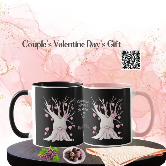Funny Couple Matching Pink Heart Tree Valentines Tasse