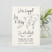 Funny Couple minimale Verlobung Einladung (Stehend Vorderseite)