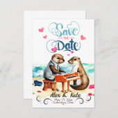 Funny Couple Otters Wedding Save The Date (Vorne/Hinten)
