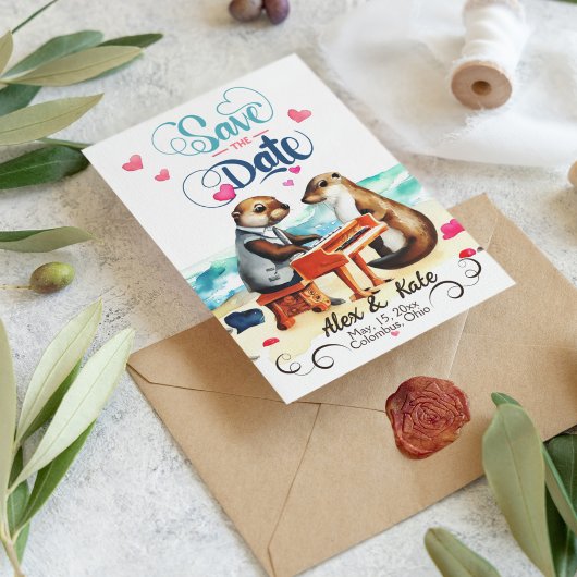 Funny Couple Otters Wedding Save The Date