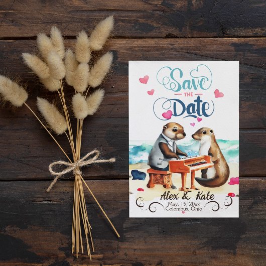 Funny Couple Otters Wedding Save The Date
