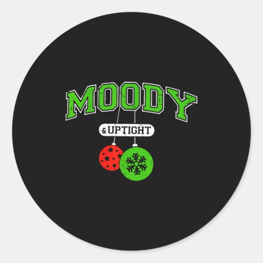 Funny Couples Christmas Merry And Bright Moody And Runder Aufkleber (Vorderseite)