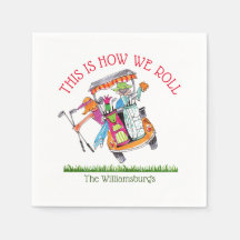 Funny Couples Golf "How We Roll" Papier Napkin