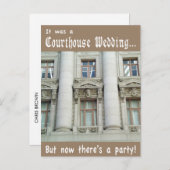 Funny Courthouse Hochzeit gerade verheiratet Ankün Einladungspostkarte (Vorne/Hinten)