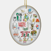 Funny Covid 19 2020 Weihnachten Erinnerungen Gold Keramik Ornament (Rechts)