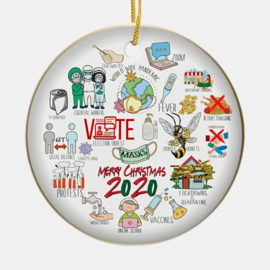 Funny Covid 19 2020 Weihnachten Erinnerungen Gold Keramik Ornament (Vorne)