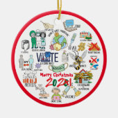 Funny Covid 19 2021 Weihnachten Erinnerungen Keram Keramik Ornament (Vorne)