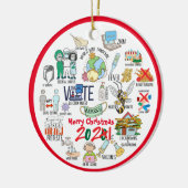 Funny Covid 19 2021 Weihnachten Erinnerungen Keram Keramik Ornament (Links)
