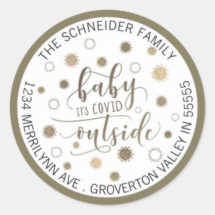 Funny COVID-19 BABY SEINE GEDECKTE AUSSENadresse Runder Aufkleber