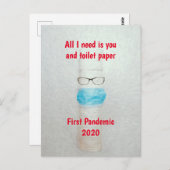 Funny Covid First Pandemic 2020 Toilet Paper Postkarte (Vorne/Hinten)