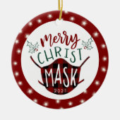 Funny COVID MERRY ChristMASK Buffalo Karo Keramik Ornament (Vorne)