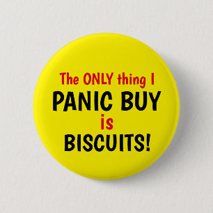 Funny Covid Panik Kaufen Biscuits Gelber Knopf Button