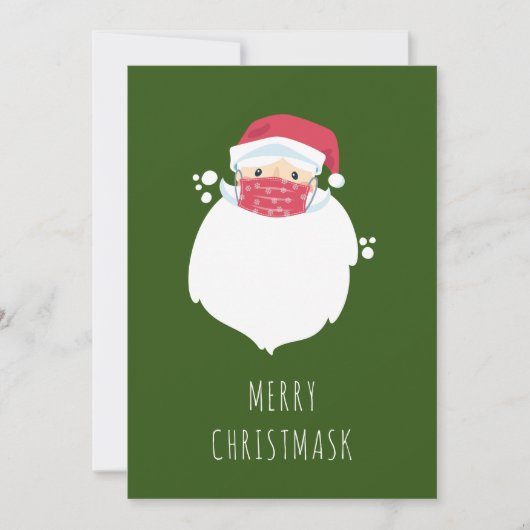 Funny Covid Santa masked Holiday Foto Card Einladung (Vorderseite)