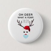 Funny Covid Weihnachten 2020 Gesichtsmaske Reindee Button (Vorderseite)