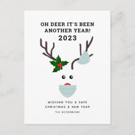 Funny Covid Weihnachts-Rentier mit Gesichtsmaske Feiertagspostkarte