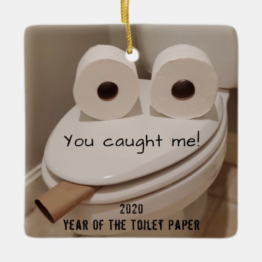 Funny Covid Weihnachts-Toilettenpapier Keramikornament (Vorderseite)