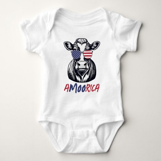 Funny Cow A-MOO-rica Patriotic Baby Strampler (Vorderseite)