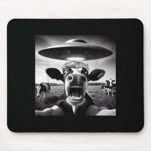 Funny Cow Abduction By Ufo Selfie - Hilarious Alie Mousepad (Vorne)