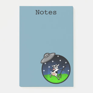 FUNNY COW ALIEN ABDUCTION GRAFIK POST-IT NOTEPAD KLEBEZETTEL