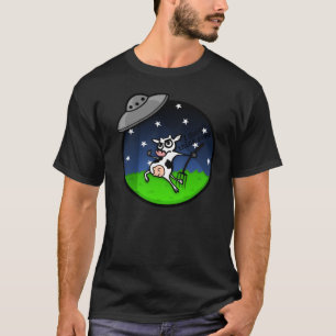 FUNNY COW ALIEN UFO ABDUCIC T - SHIRT