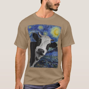Funny Cow Art Starry Night Van Gogh Gemälde T-Shirt