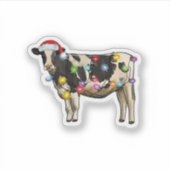 Funny Cow Bauer Rinder Weihnachtsliebhaber Aufkleber (Vorderseite)