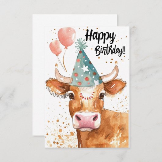Funny Cow Birthday Card (Vorne/Hinten)
