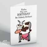 Funny Cow Birthday Karte<br><div class="desc">"Möge dein Geburtstag glänzend sein" Funny Cow anpassbare Geburtstagkarte</div>