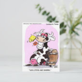 Funny Cow Cartoon Gaben T-Shirts & Sammlerstücke Postkarte (Stehend Vorderseite)