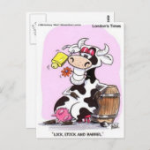Funny Cow Cartoon Gaben T-Shirts & Sammlerstücke Postkarte (Vorne/Hinten)