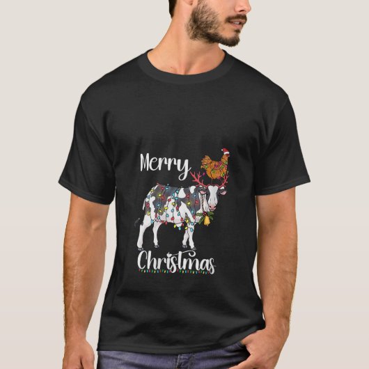 Funny Cow Chicken Farm Weihnachten Möbel für Bauer T-Shirt (Vorderseite)