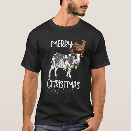 Funny Cow Chicken Farm Weihnachten Möbel für Bauer T-Shirt (Vorderseite)