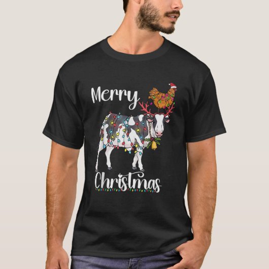 Funny Cow Chicken Farm Weihnachten Möbel für Bauer T-Shirt (Vorderseite)