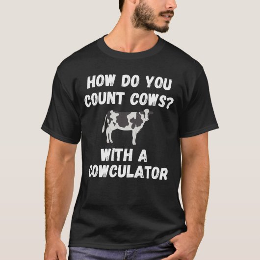 Funny Cow Design Cowculator spielt auf Wörtern Lan T-Shirt (Vorderseite)