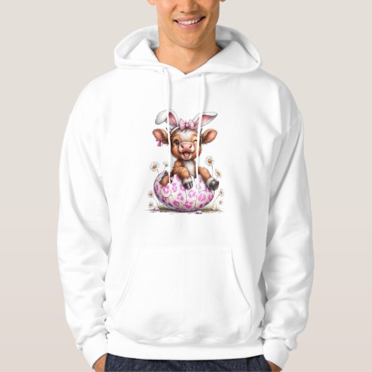 Funny Cow Easter Rabbit Cute Highland Cows Lover E Hoodie (Vorderseite)