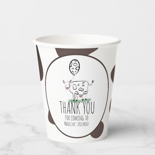 Funny Cow Farm Animal Birthday Party Pappbecher (Vorderseite)