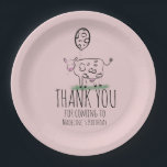 Funny Cow Farm Animal Birthday Party Pink Pappteller<br><div class="desc">Niedliche handgezogene Kuh Doodle Kunst für Bauernhof Geburtstag</div>