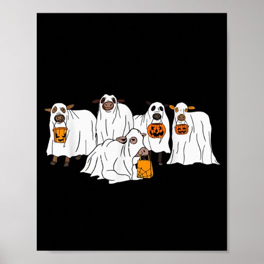 Funny Cow Ghost Halloween Farmer Trick Or Treat Co Poster (Vorne)