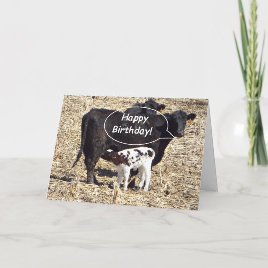 Funny Cow Happy Birthday Card Karte (Vorderseite)