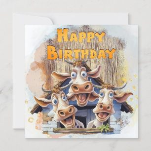 Funny Cow Happy Birthday Feiertagskarte