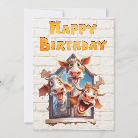 Funny Cow Happy Birthday Feiertagskarte (Vorderseite)