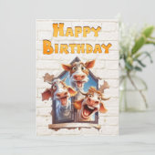 Funny Cow Happy Birthday Feiertagskarte (Stehend Vorderseite)