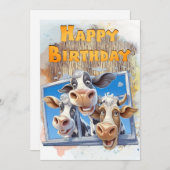 Funny Cow Happy Birthday Feiertagskarte (Vorne/Hinten)