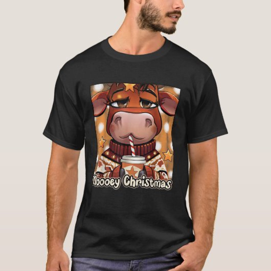 Funny cow heifer coffee cows farm Christmas claus T-Shirt (Vorderseite)