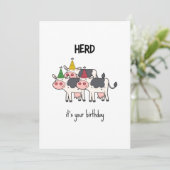 Funny Cow Herd Pun Birthday Card (Stehend Vorderseite)
