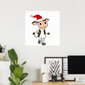 Funny Cow in der Weihnachtsmannmütze Weihnachten C Poster (Heimbüro)
