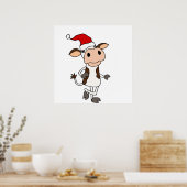 Funny Cow in der Weihnachtsmannmütze Weihnachten C Poster (Küche)