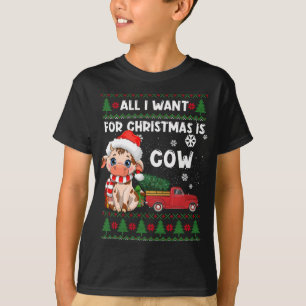 Funny Cow liebt Niedliche Kuh Weihnachtsmannmütze T-Shirt