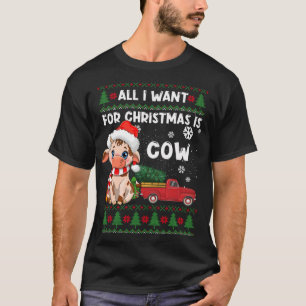 Funny Cow liebt Niedliche Kuh Weihnachtsmannmütze  T-Shirt