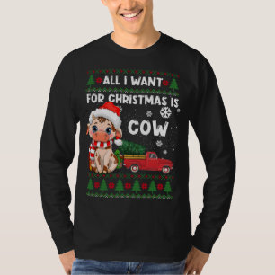 Funny Cow liebt Niedliche Kuh Weihnachtsmannmütze T-Shirt